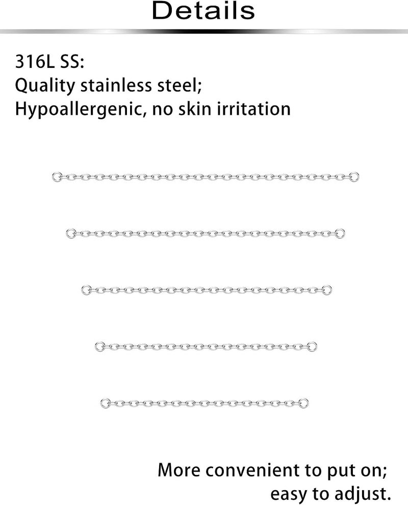 Ftovosyo Nose Ring Chain Nose Chain Piercing Across Nose Piercings Stainless Steel Nose Studs with Chain Nose Piercing Jewelry Double Nose Rings for Women Men - Image 3